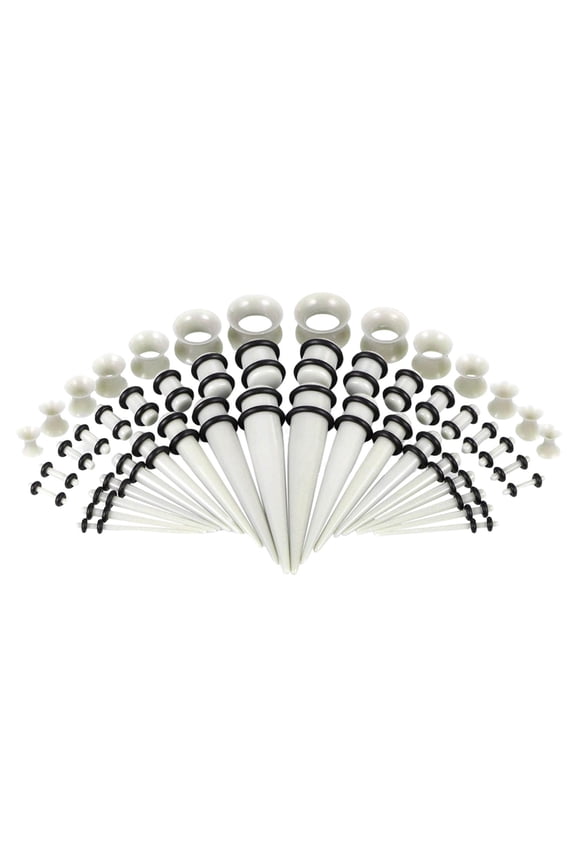50Pcs Gauges Kit Acrylic Taper Plug Tunnels 14G-00G Gray