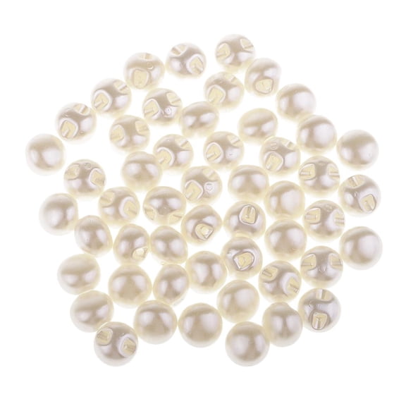 FVDPWYE 50Pcs Plastic Pearl Buttons Beads for Sewing, DIY Jewelry, Wedding, Birthday 10mm