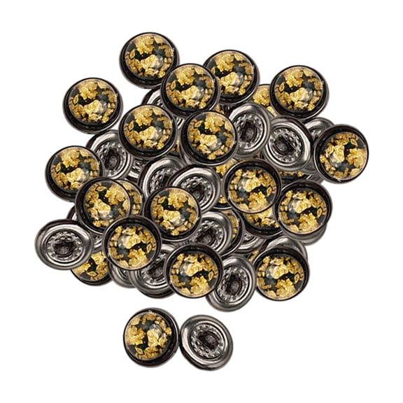 FVDPWYE 50Pcs Round Sewing Buttons Craft 12mm Metal Button for Shirt Uniform Jacket Black Gold