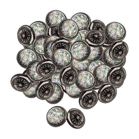 FVDPWYE 50Pcs Round Sewing Buttons Craft 12mm Metal Button for Shirt Uniform Jacket Black Silver