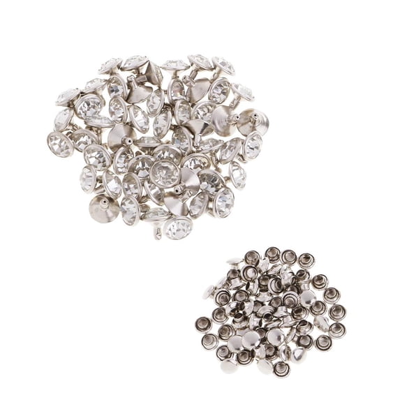 FVDPWYE 50pcs Rhinestone Rivets Studs Buttons for Bag Clothes Decoration Silver 7mm