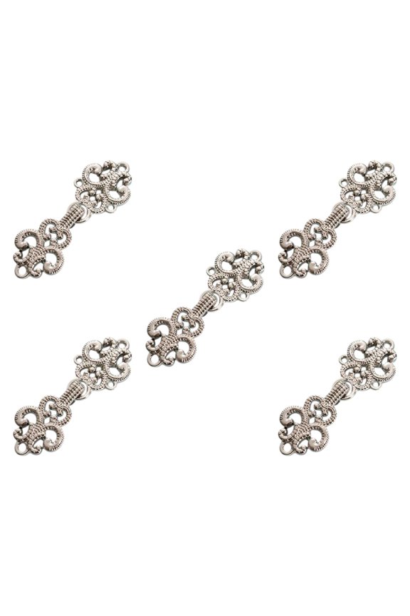5Pcs Cloak Clasp Fasteners Clasp Closure Buttons Sew on Fashion Elegant Cardigan Silver