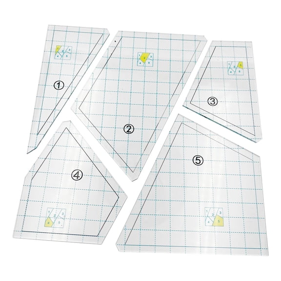 FVDPWYE 5pcs Patch Work Transparent Acrylic Quilting Template Set Sewing Machine Ruler DIY Portable Home Domestic