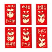 FVDPWYE 6 Pieces Chinese New Year Red Envelopes Lucky Money Envelope 2024 Dragon Hongbao Style A