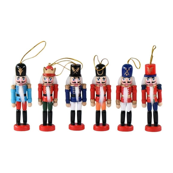 FVDPWYE 6 Pieces Christmas Nutcracker Hanging Ornaments Nutcracker Figures Arts Crafts Xmas Decor for Shelf Office Table Shop Holiday