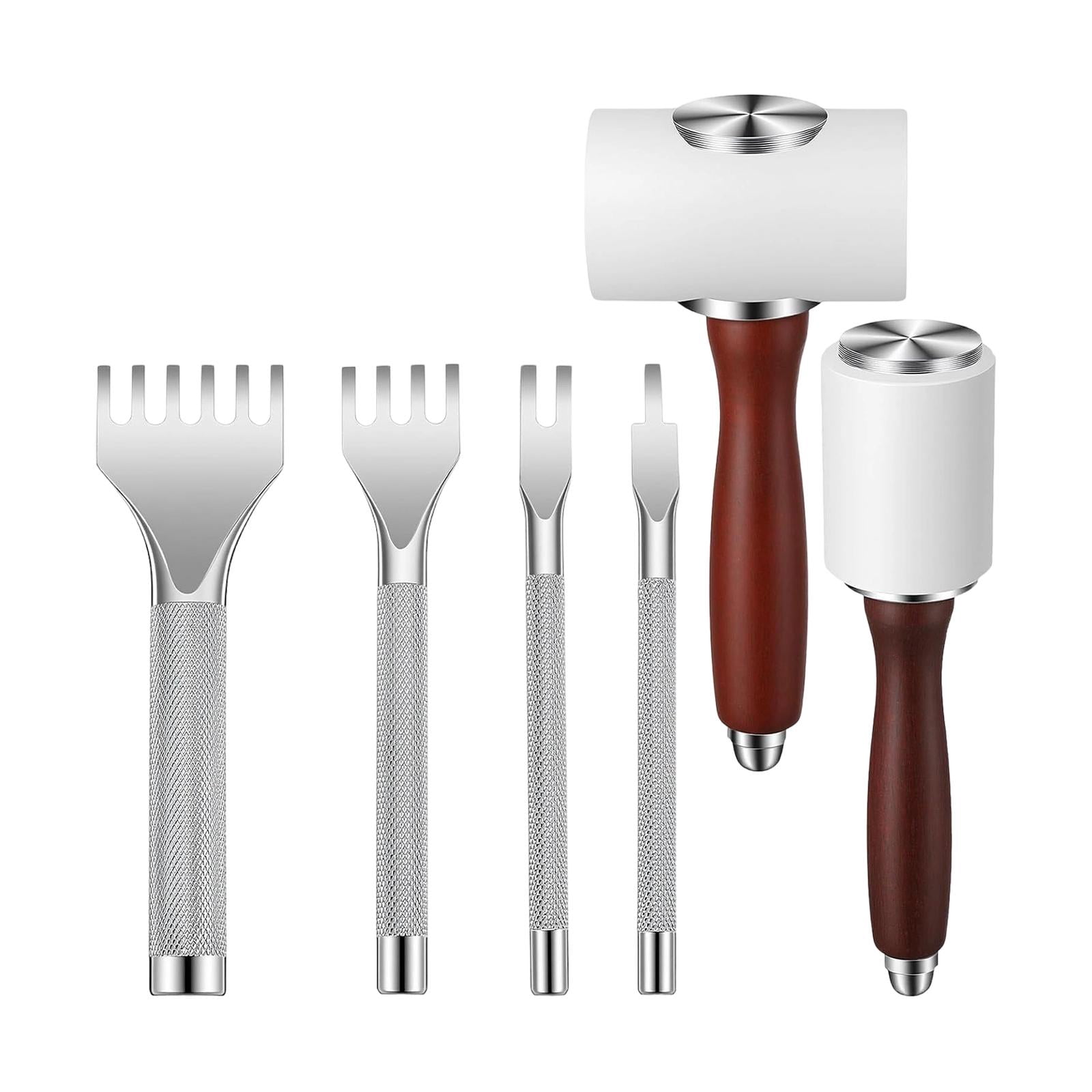 FVDPWYE 6 Pieces PU Leather Carving Hammer High Hardness Wooden Handle Punching Tool