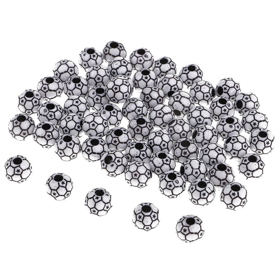 FVDPWYE 60pcs Soccer Ball Beads Glass Seed Beads for DIY Jewelry Making - Black White