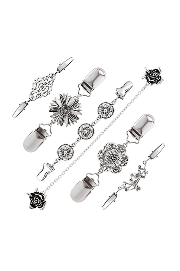 6Pcs Elegant Sweater Shawl Clips, Shirts Blouse Collar Brooch Pins, Coat Dresses