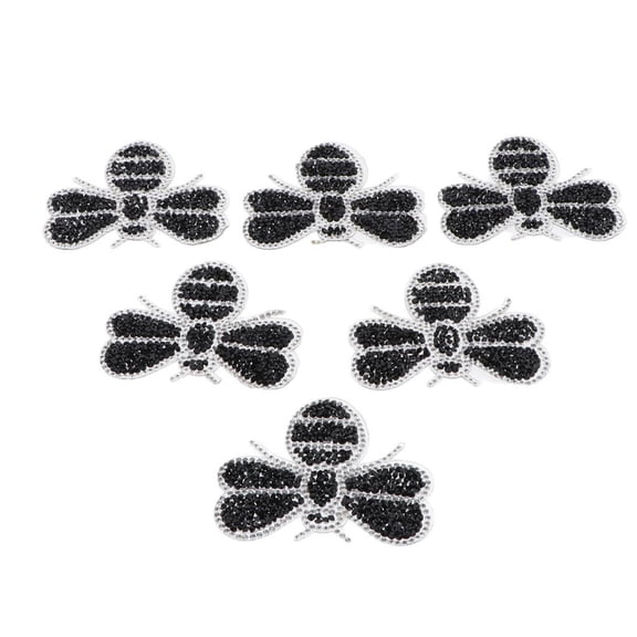 FVDPWYE 6pcs Bee Crystal Rhinestone Patch Garment Applique Bead, Handcraft Embroidery Black