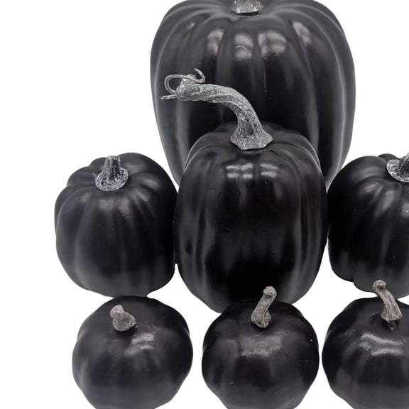 FVDPWYE 7Pcs Artificial Pumpkins Foam Crafts Halloween Fall Handwork DIY Home black
