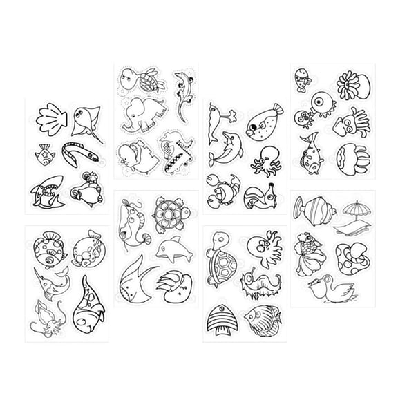 FVDPWYE 8 Pieces Shrink Plastic Sheets with Patterns Art Pencils Creative Art Film Paper 8 Pieces Ocean