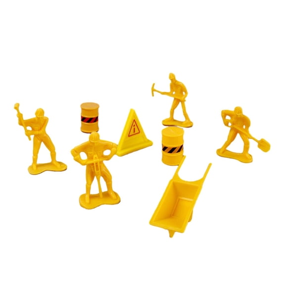 FVDPWYE 8Pcs Street Workers Model Collectibles Road Sign Decor Construction Cake Toppers