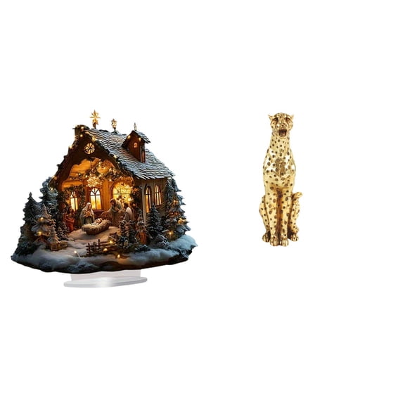 FVDPWYE Acrylic Cheetah Standing Ornament Decorative Table Centerpiece Sculpture for Party Home Office Bookshelf Festival Bedroom Decor