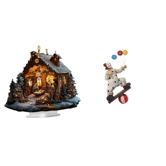 FVDPWYE Acrylic Clown Standing Ornament Freestanding Decorative Table Decor with Base for Party Home Bookshelf Festival Bedroom Sculpture Collection Statuette Desk Centerpiece Cabinet Dining