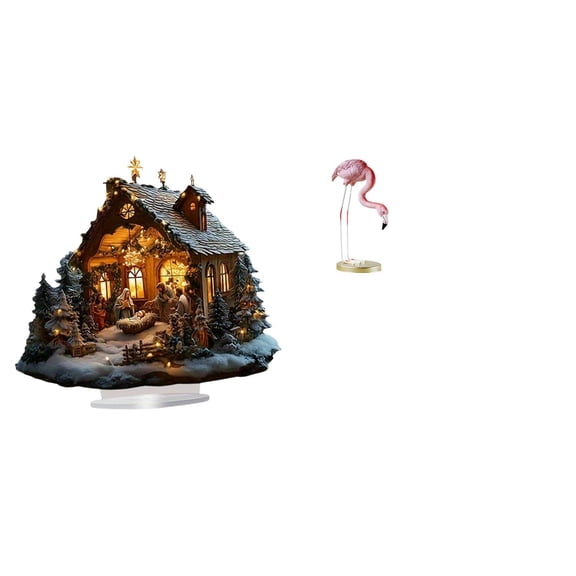 FVDPWYE Acrylic Flamingo Ornament Freestanding Decorative Table Decor with Base for Home Bookshelf Festival Bedroom Resin Bird Sculpture Modern Art Garden Figurine with Metal Stand for Yard