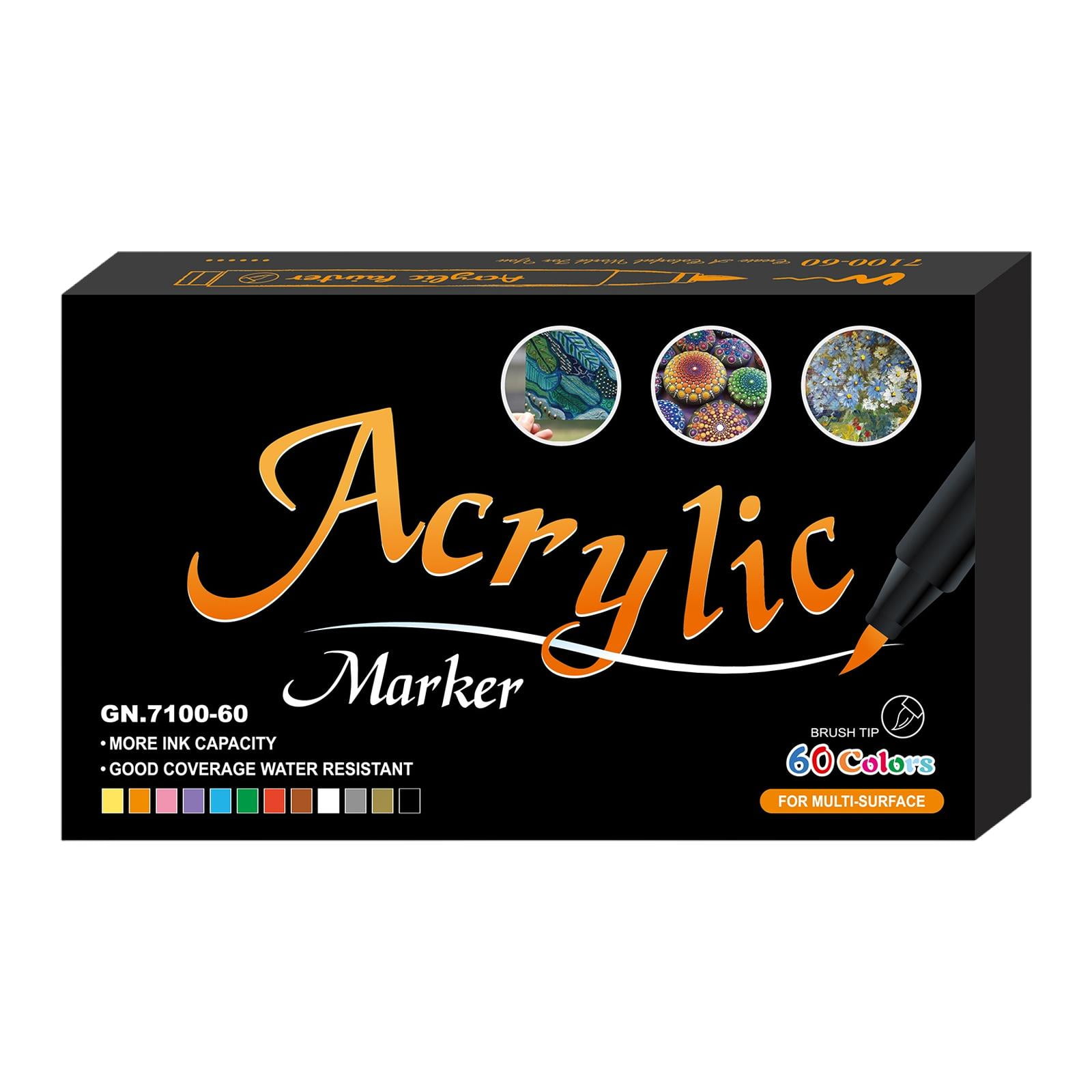FVDPWYE Acrylic Paint Markers Set Acrylic Paint Pens Colorful Markers DIY Crafts Project 60 Colors