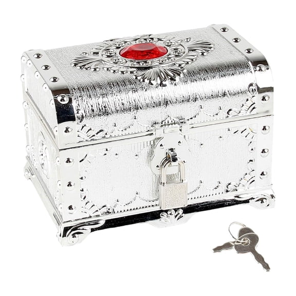 FVDPWYE Adventurous Treasure Box Antique Pirate Chest Storage Box for Halloween Children silver
