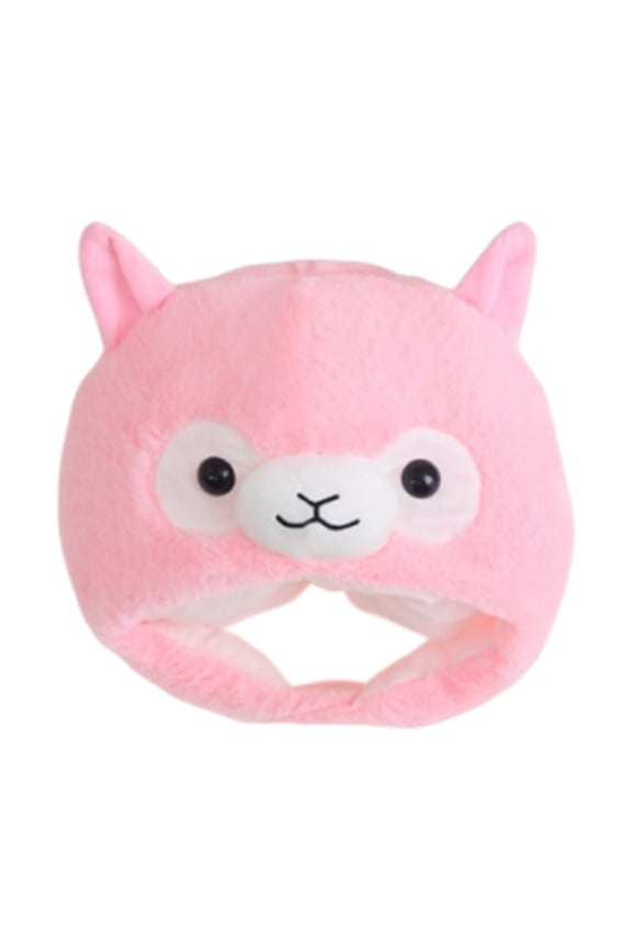 Alpaca Plush Animal Hat Cute Funny Party Hat for Stage Performance Halloween Pink