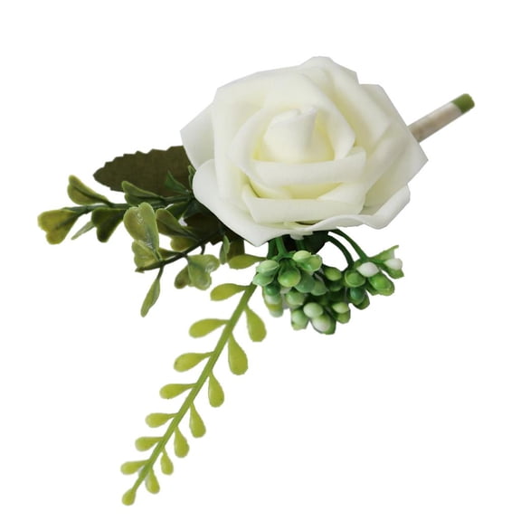 FVDPWYE Artificial Fake Rose Corsages Wedding Boutonniere for Birthday Party Proms White White Qty(1)
