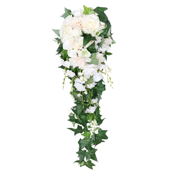FVDPWYE Artificial Wedding Bouquets Waterfall Flowers, Handmade Rustic Bride Bouquet for