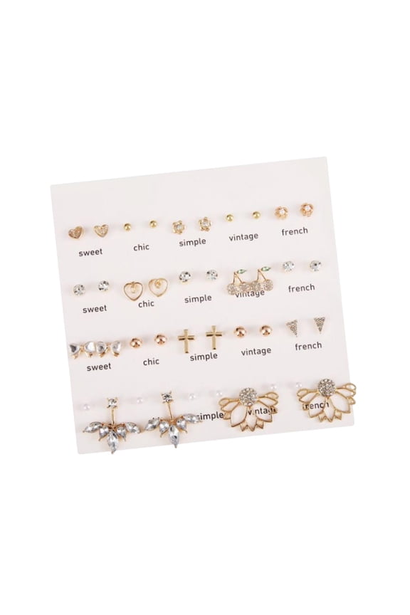 Assorted Multiple Ear Stud Heart Moon Star Ornaments Charms Earrings for 'S Day 06