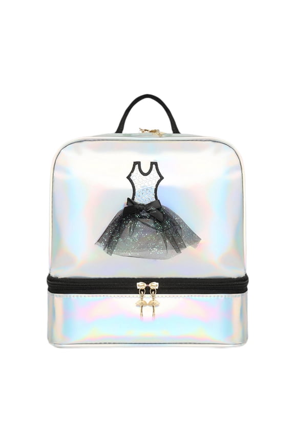 Ballet Dance Backpack Adjustable Shoulder Strap Daypack Gym Bag Ballet Dance Bag Silver