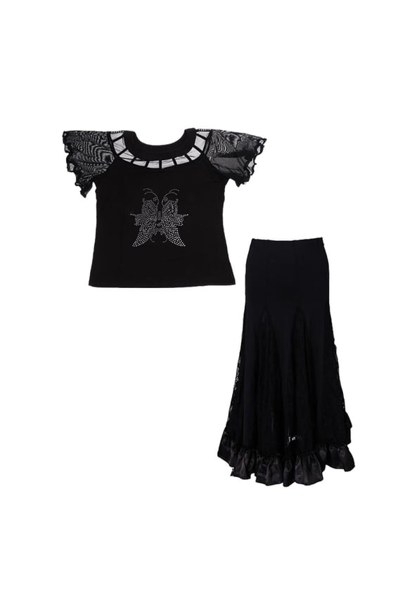 Ballroom Dancing Square Dance Practice Outfit Black XXL