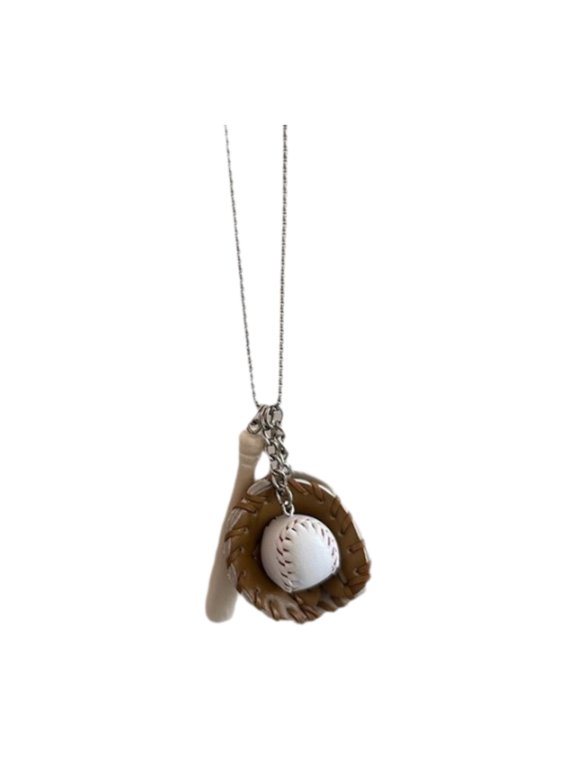 Baseball Themed Pendant Necklace for Women Trendy Jewellery Unique Charm Jewelry Brown