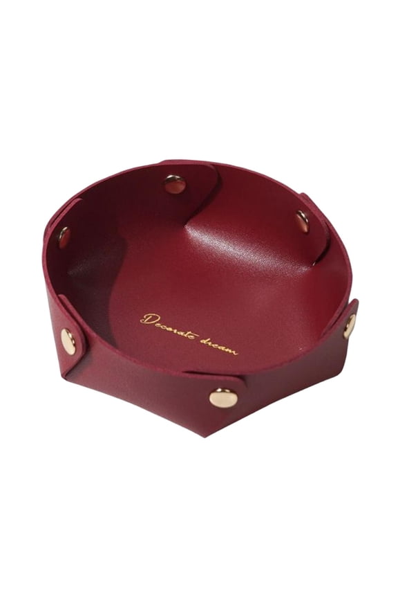 Bedside Table Valet Tray Practical Storage Box PU Leather Valet Tray for Bedroom Red