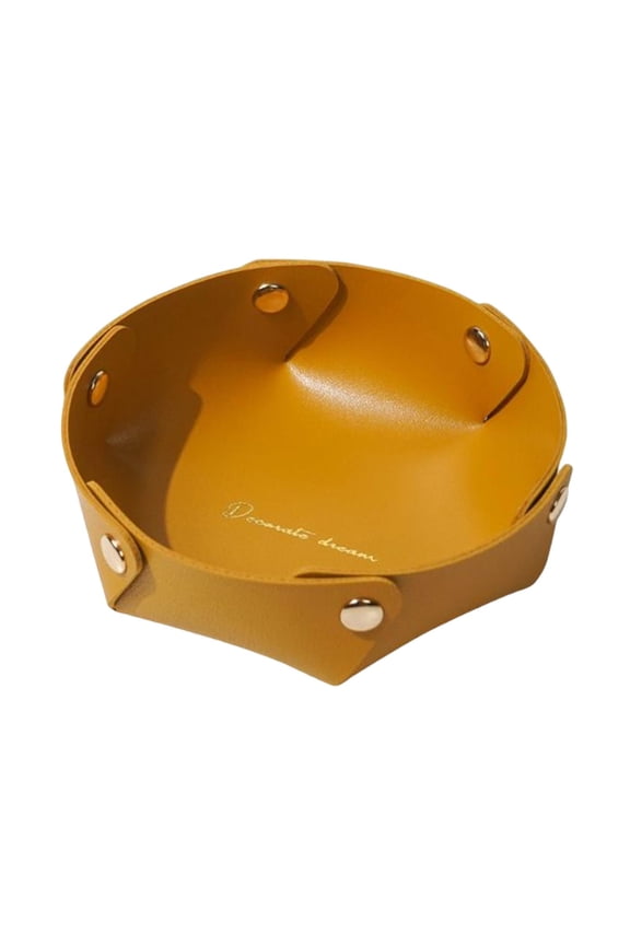 Bedside Table Valet Tray Practical Storage Box PU Leather Valet Tray for Bedroom Yellow