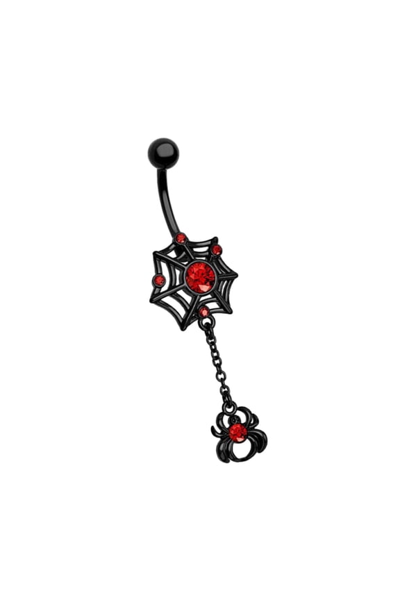 Belly Button Ring 14G Stainless Steel Stylish Statement Navel Ring Body Piercing Black Spider