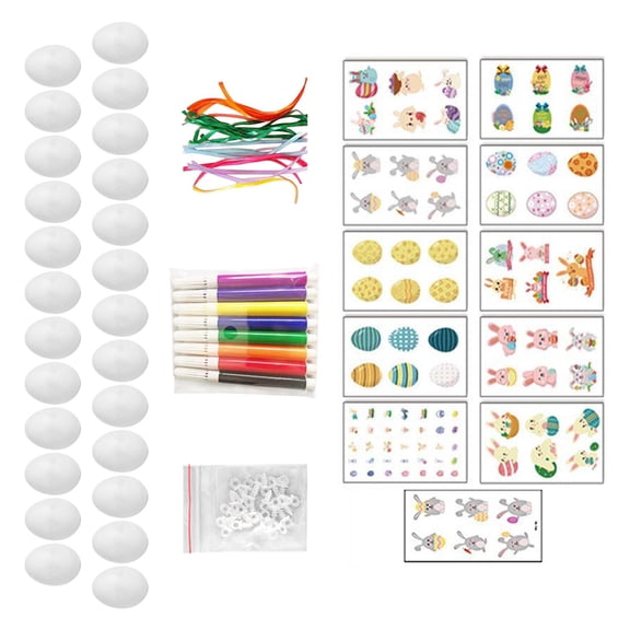 FVDPWYE Blank Easter Eggs Craft Kit Painting Sticker w/ Watercolor Pen Creative DIY Gift