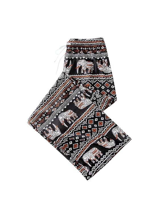 Boho Harem Pants Elephant Women Pants Thai Casual Clothing Wide Leg, Hippie Lady Brown