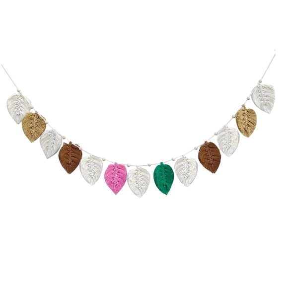 FVDPWYE Boho Wall Banner Macrame Wall Hanging Nursery Wood Bead Colorful Leaves Handmade Coffee