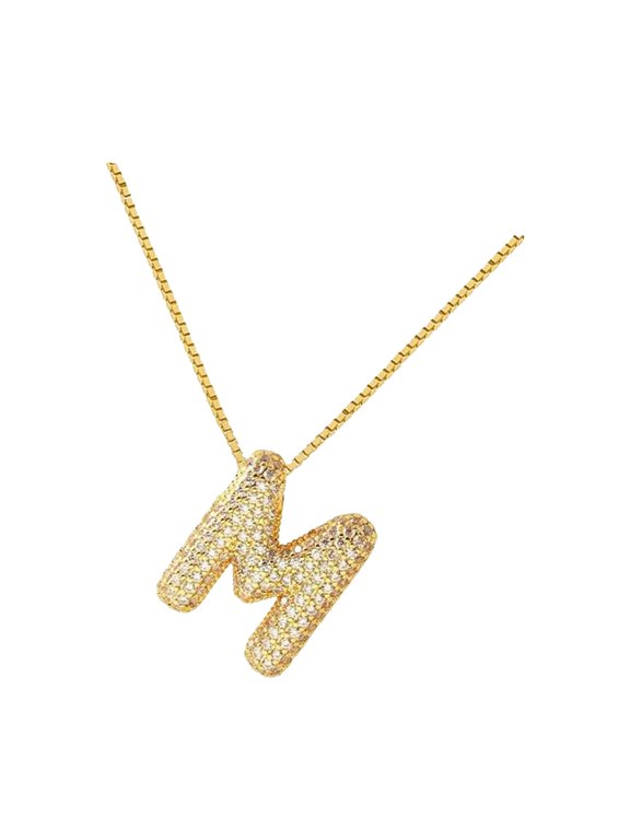 Bubble Letter Necklace Alphabet Party Trendy Statement Women Men Graduation Hip M
