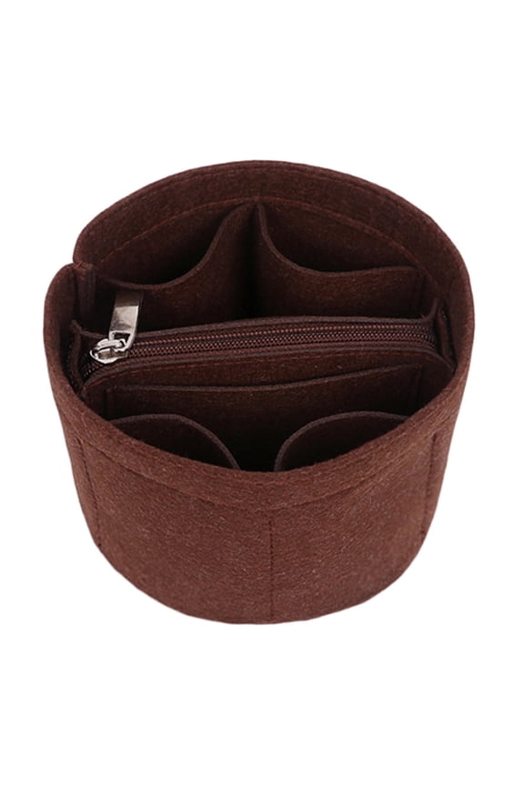 Bucket Bag Felt Liner with Compartments Round Durable Material Container Handbag Coffee