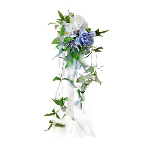FVDPWYE Chair Back Flower with Leaves and Ribbons for Wedding Reception Holiday Backdrop C 60cm x 15cm