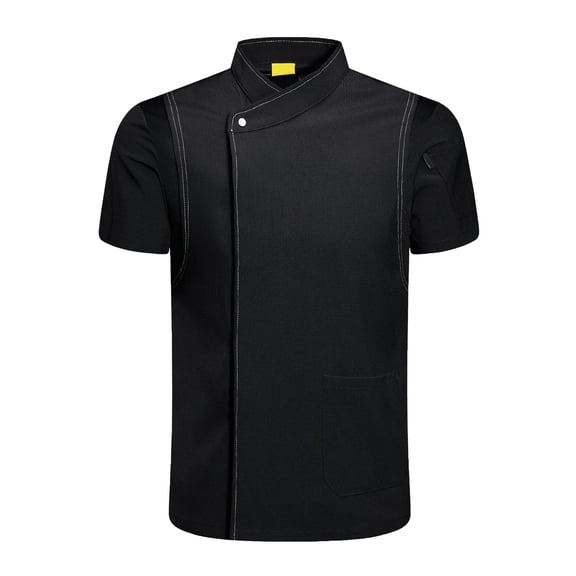 FVDPWYE Chef Coat Jacket Short Sleeve Cafe Restaurant Apparel Pub Unisex Black XXXXL