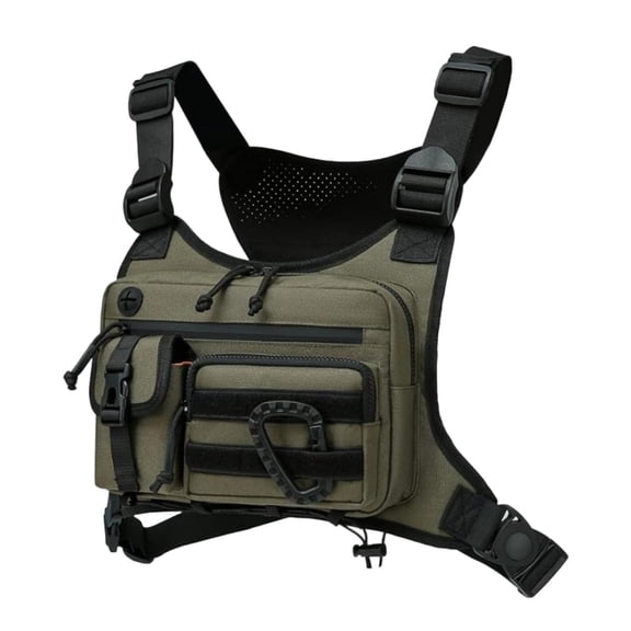 FVDPWYE Chest Bag for Men and Women, Modern Harness with Multiple Pockets, Running Vest, Green