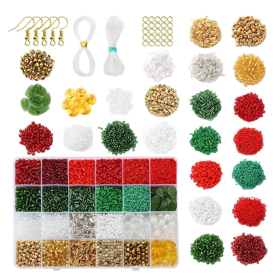 FVDPWYE Christmas Beads Kit with Elastic String Jump Rings Irregular Crystal Beads Bulk Set 2