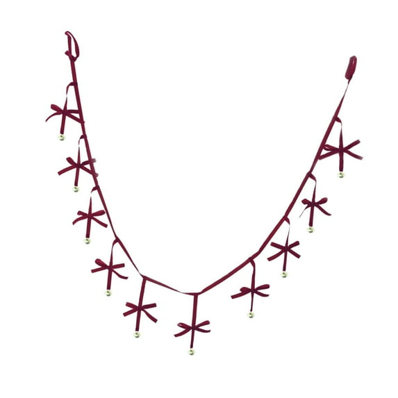 FVDPWYE Christmas Bow Banner Decoration Outside Window Party Hanging Bowknot Garland with Bells