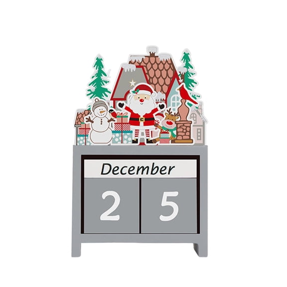 FVDPWYE Christmas Calendar Advent Calendar Date Display with Wood Blocks Creative Statue Grey