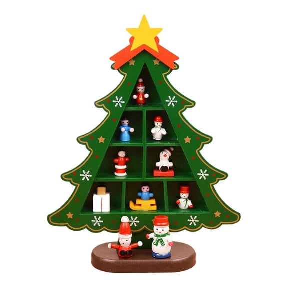 FVDPWYE Christmas Tree Decor Display Props 3D Lightweight Creative Wooden for Windowsill Medium Grid Green