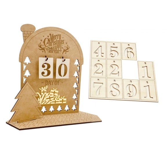 FVDPWYE Christmas Wood DIY Advent Calendar Christmas Decoration Sturdy Craftsmanship for Style A