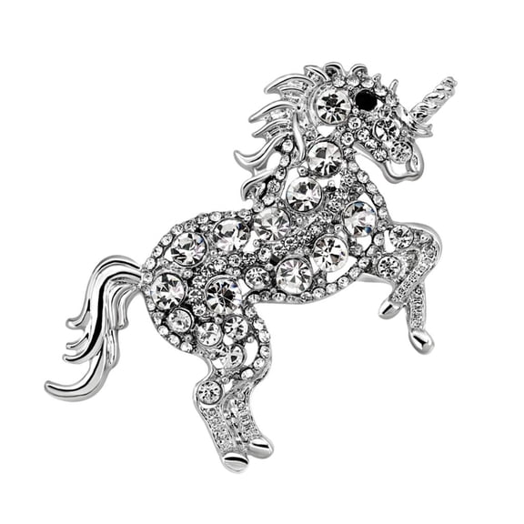 FVDPWYE Classic Unicorn Crystal Animal Brooch Pin Full Rhinestone Wedding Prom Jewelry White