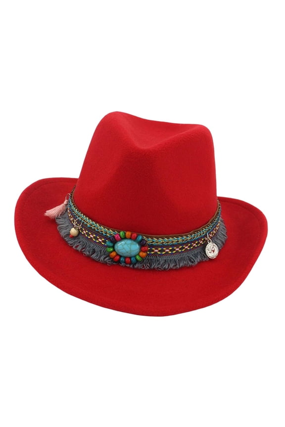 Classic Unisex Adult Fedora Hat Cowboy Hat Jazz Top Hat Accessories Costumes Sun Red
