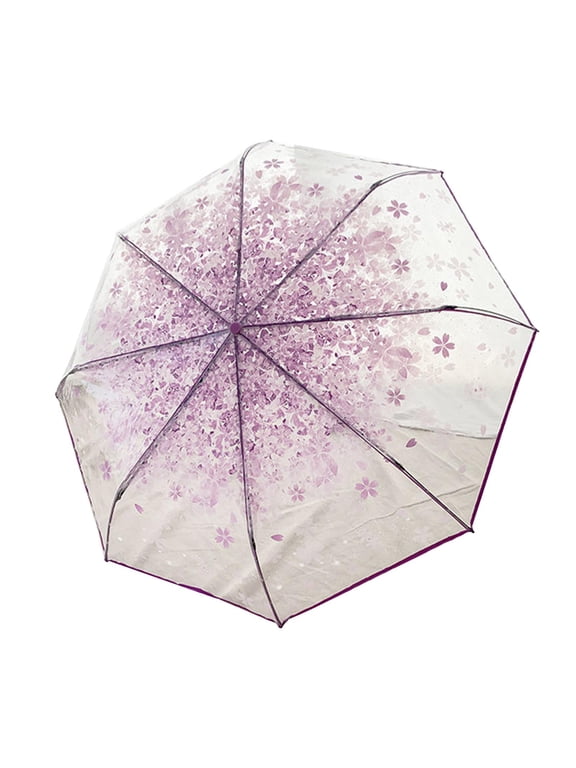 Clear Bubble Umbrella Blossom Windproof Compact Lightweight Transparent Umbrella Violet