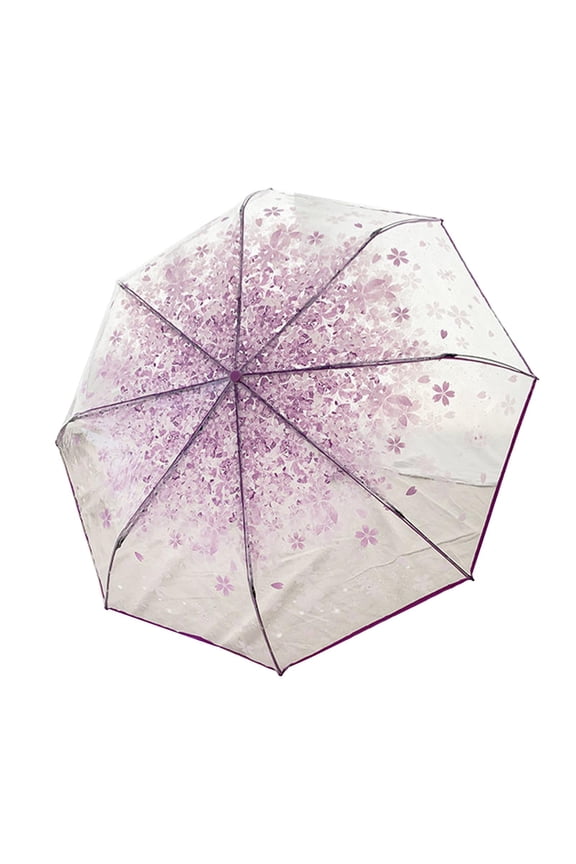 Clear Bubble Umbrella Blossom Windproof Compact Lightweight Transparent Umbrella Violet