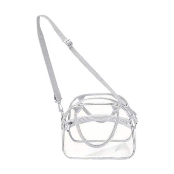 FVDPWYE Clear Shoulder Bag Handbag, Removable Adjustable Shoulder Strap, Transparent PVC Gray