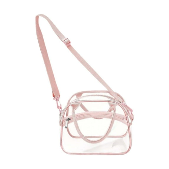 FVDPWYE Clear Shoulder Bag Handbag, Removable Adjustable Shoulder Strap, Transparent PVC Pink